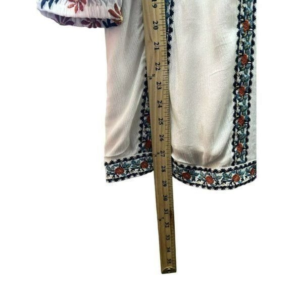 Women Tunic Eleandra Gauze Top Long Sleeved Embroidery White And Floral XS - Picture 10 of 10